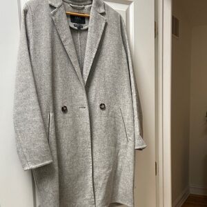 SET Light Gray Double-Button Trench Coat